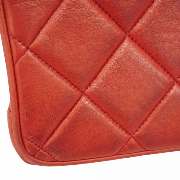 Chanel Matelasse Chain Shoulder Bag, Lambskin, Red, Women's - Picture 11 of 16